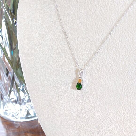 Chrome Diopside and Fire Opal Pendant - Picture 8 of 8